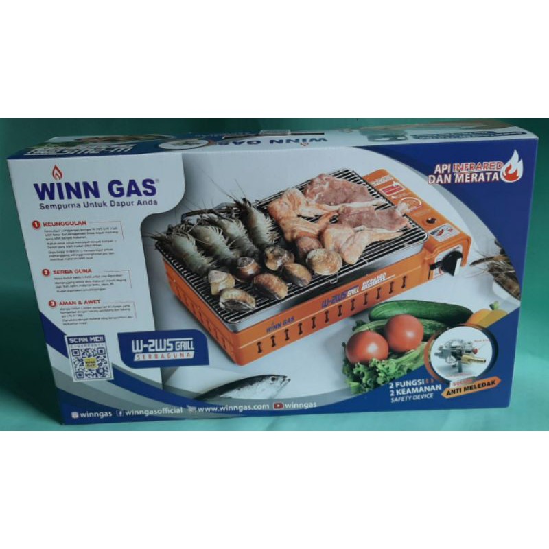 Winn Gas , W 2WS  Grill  , Kompor , Portable  Panggangan  Panggang , Sate , BBQ ,  Gas Tabung Kaleng 2 fungsi