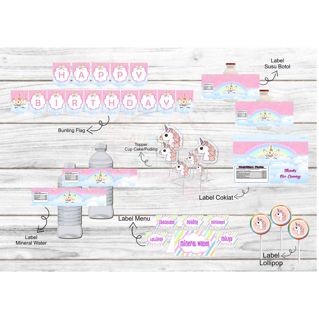 

LABEL SWEET CORNER UNICORN / LABEL ULANG TAHUN UNICORN