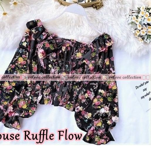 KALANTHA FASHION Polky Flow Top Atasan Wanita Motif Bunga Super Cantik Blouse Ceruti Terbaru