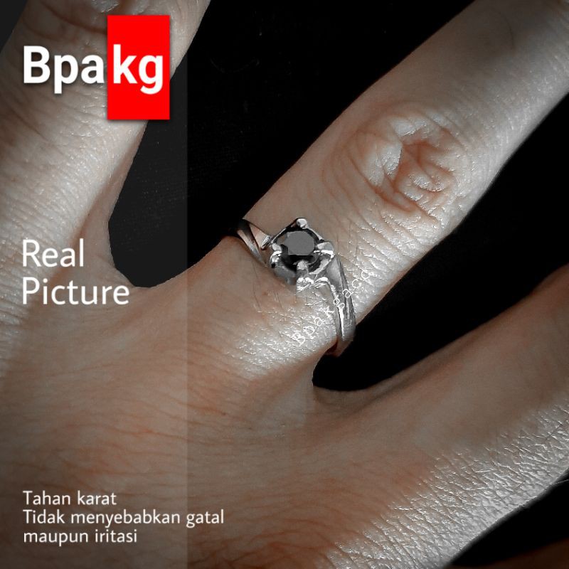 Cincin permata ring s motif Cincin wanita anti karat Cincin diamond pria besi putih asli silver cewe