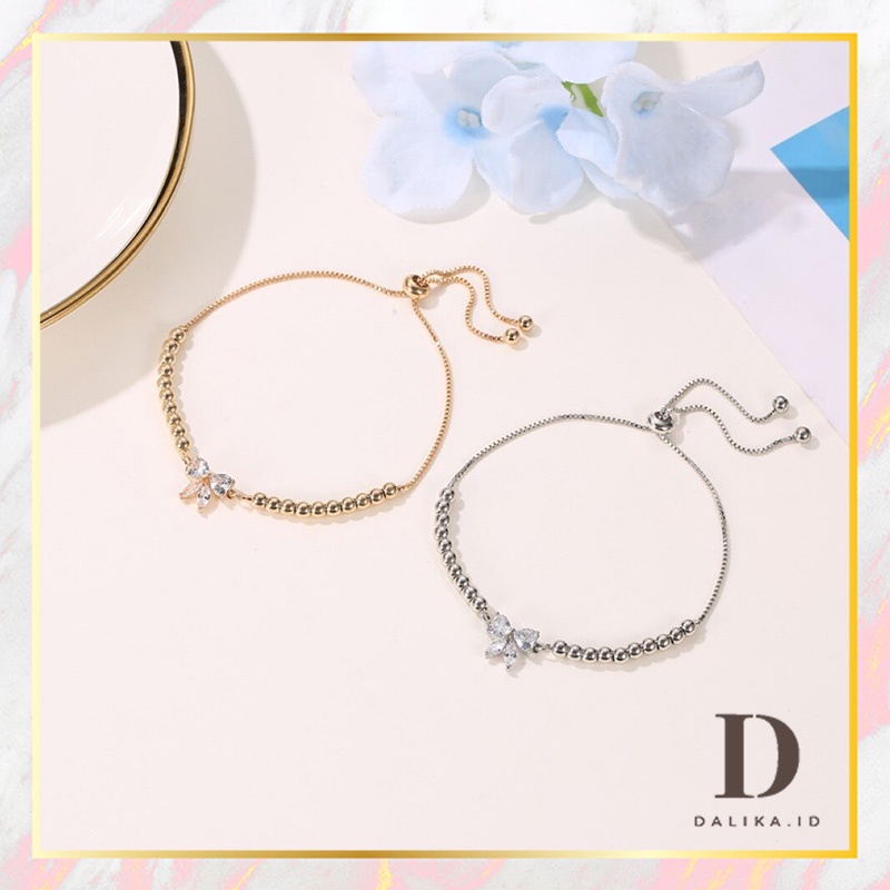 Gelang Serut Wanita Aksen Kupu Mini Kecil Lucu Cantik Korea Dalika