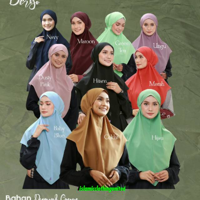 Hijab Jilbab Syakira bergo - DZ - GON - FX - Warna Merah, Broken White