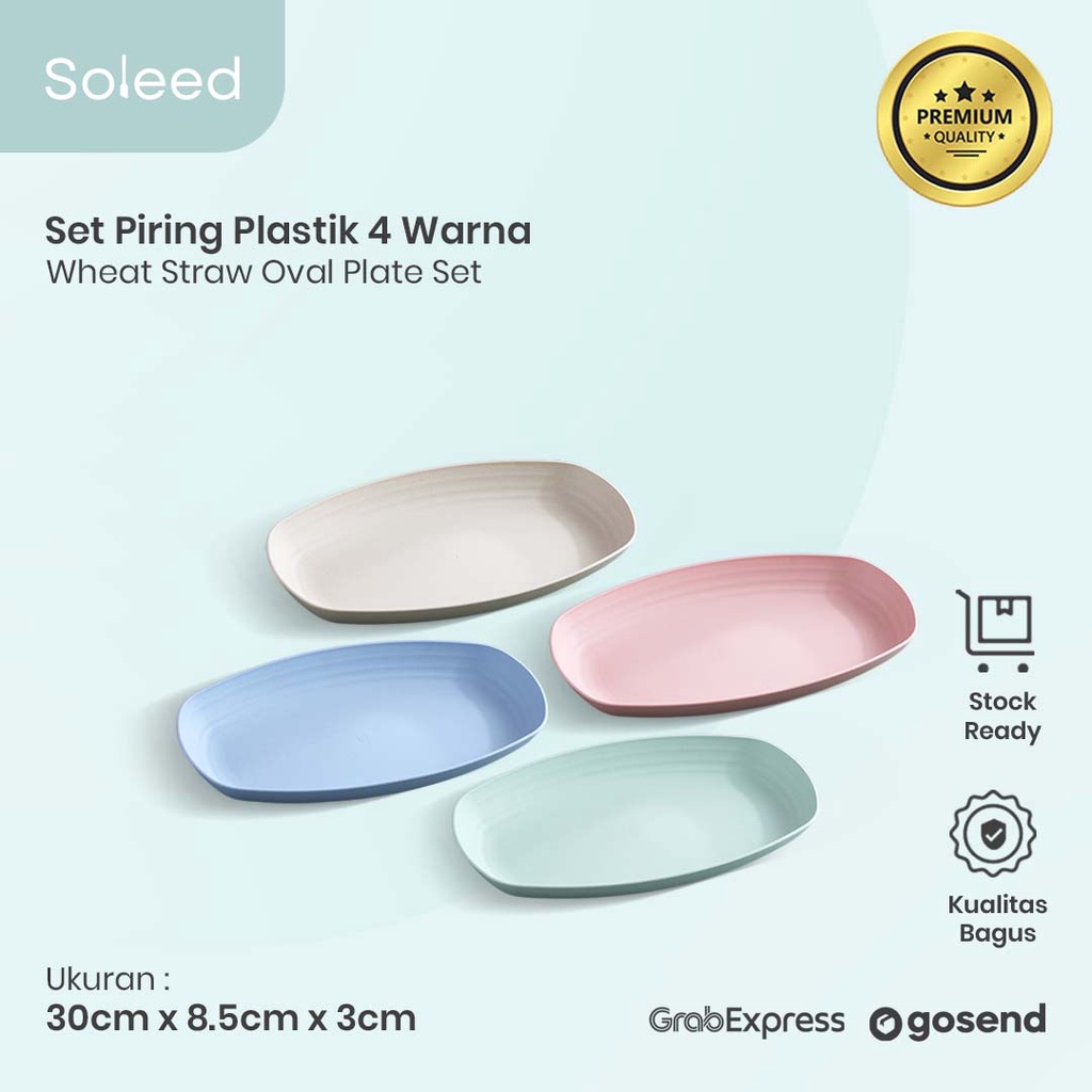 PIRING OVAL PLASTIK JERAMI GANDUM SET 4 WARNA WHEAT STRAW OVAL PLATE