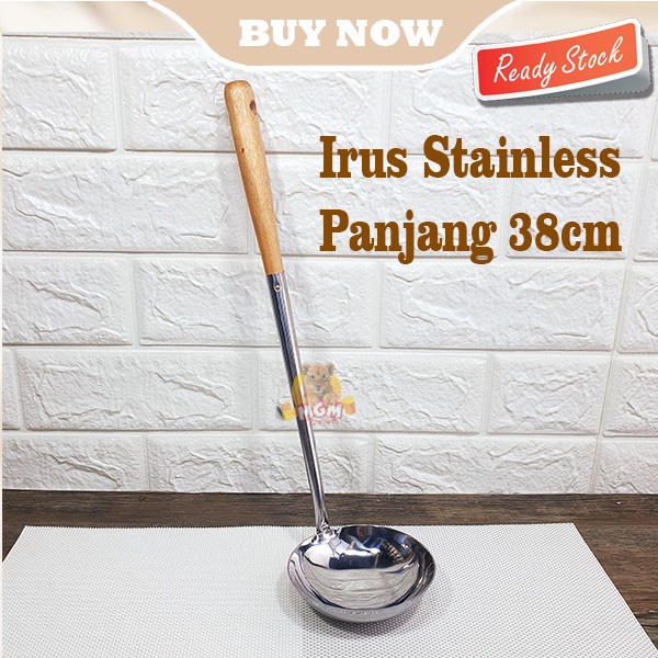 Irus Stainless gagang Kayu 38cm kapsitas 125ml Irus panjang