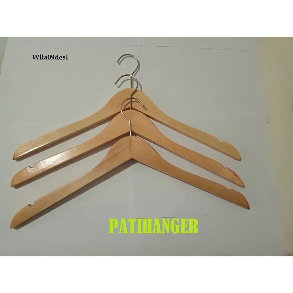 Hanger Kayu Natural Dewasa/Gantungan Baju Kayu Natural