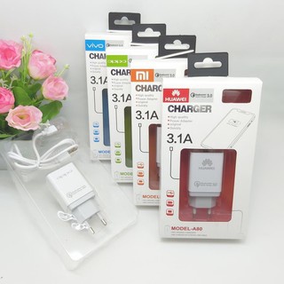CUAN AKSESORIS - TRAVEL CHARGER HP ALL BRAND MODEL A80 QUALCOM 3.1A KABEL MICRO USB