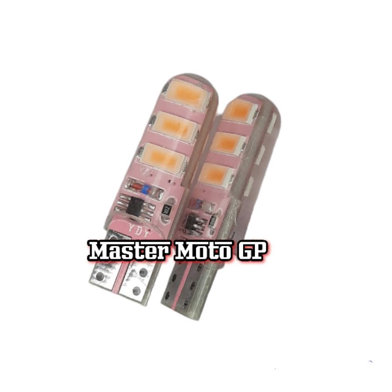 Lampu Sen Jelly Crystal T10 6 LED kedip Lampu senja Bohlam Sen Jelly Flash LED T10 6 mata DC 12 volt bholam cucuk senja sen gelly flash mio beat vario jupiter xeon scoopy fino vega