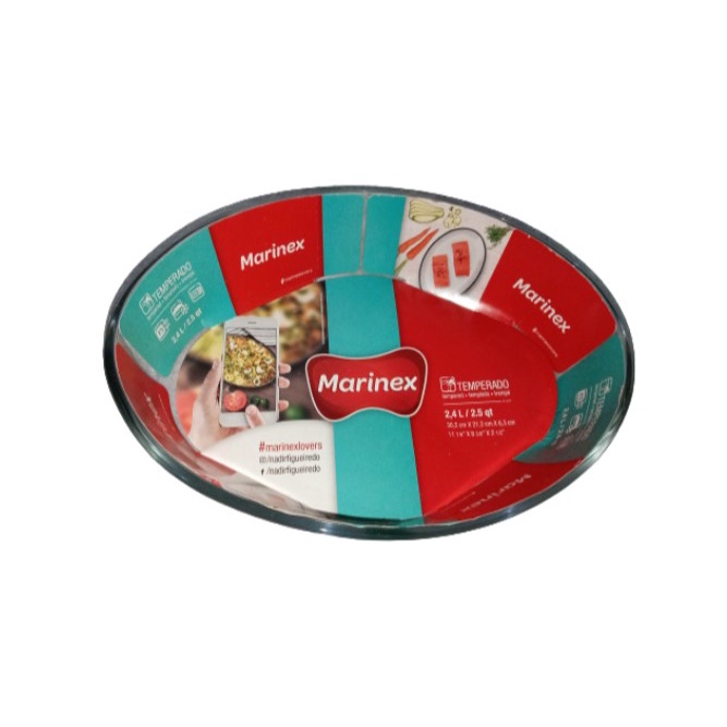 Marinex 6343 Loyang Oval Kapasitas 1,6 Liter Material : Kaca Pyrex