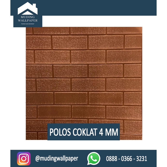 Wallpaper Bata Putih 3D Foam 77 x 70 cm-Polos Coklat 4 MM