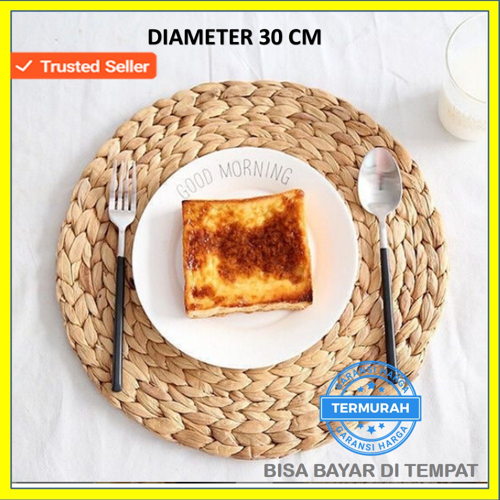 bayar di tempat - Placemat Enceng Gondok / tatakan piring Enceng Gondok U 30CM alas piring