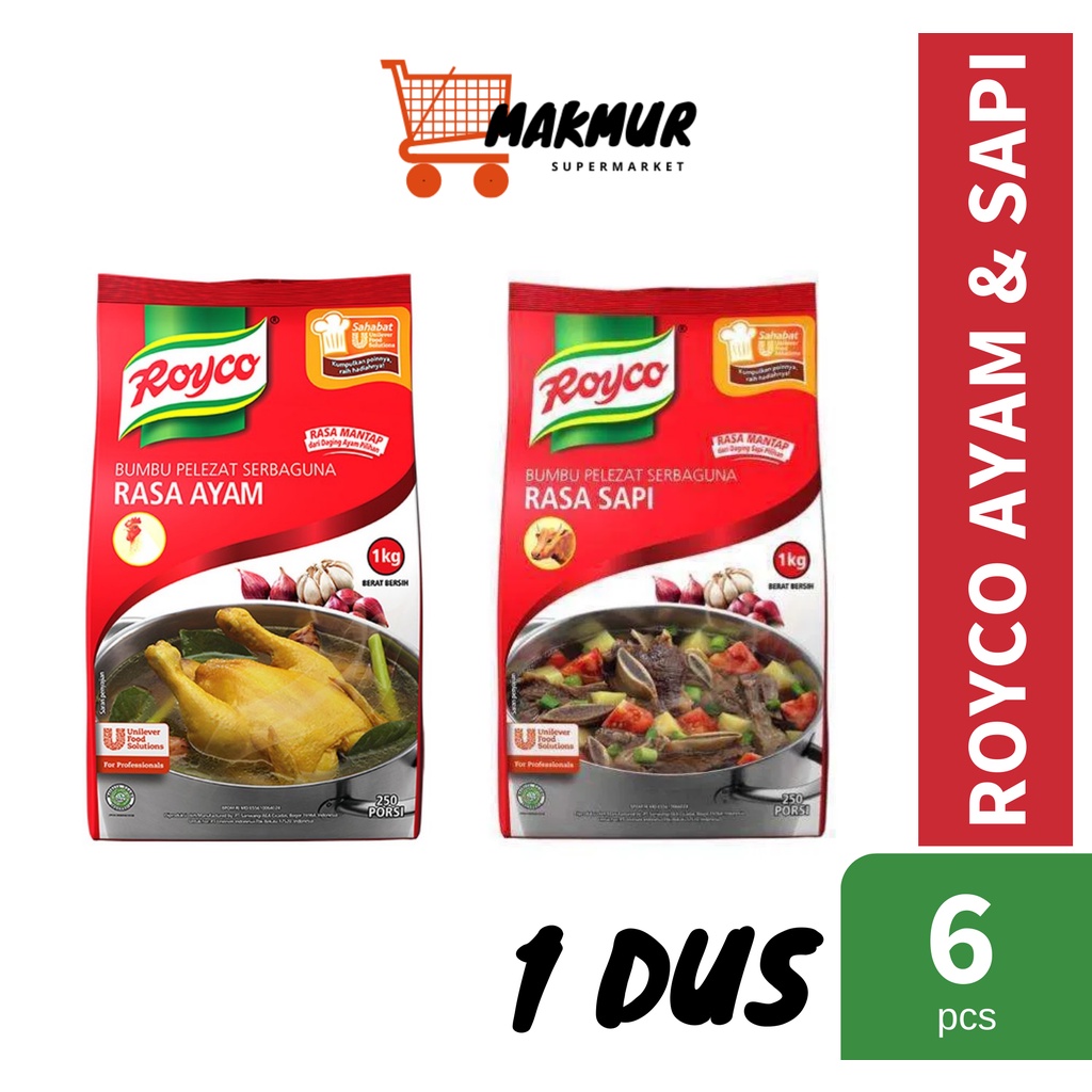 

Royco Bumbu Pelezat Rasa Ayam Dan Sapi 1 kg - 1 Dus isi 6 pcs