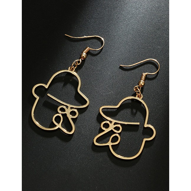 LRC Anting Gantung Fashion Gold Color Clown Shape Design Pure Color E92179