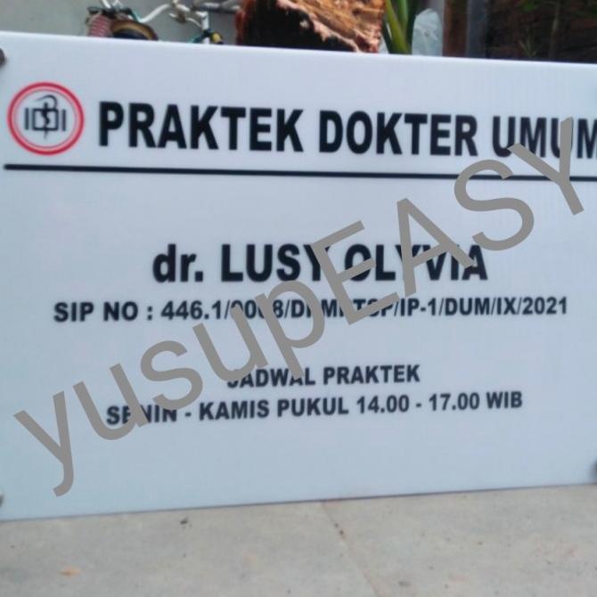 papan nama plang praktek akrilik dokter/ bidan / apoteker