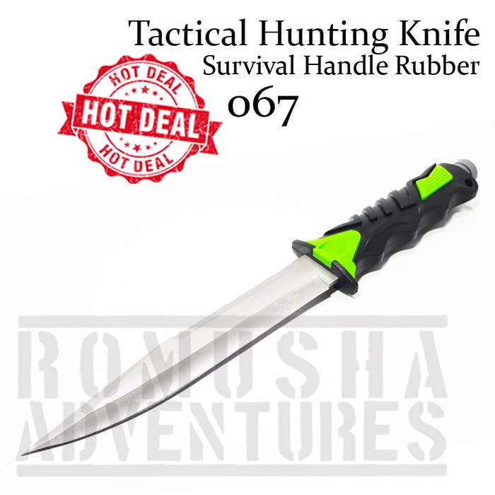 FIXED KNIFE 067 TACTICAL HUNTING RUBBER HAND GRIP SURVIVAL OUTDOOR
