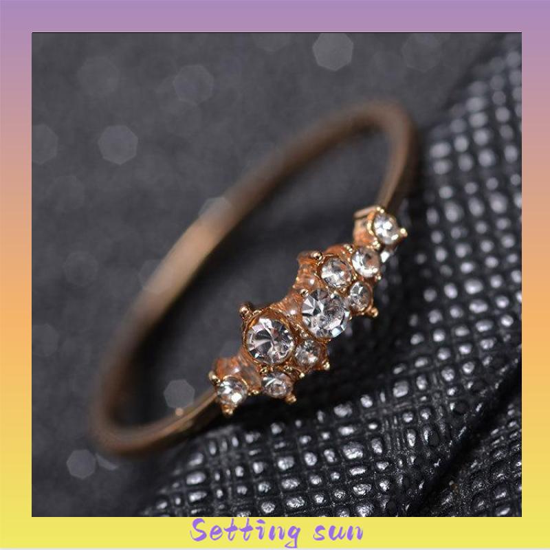 COD✨Cincin Emas Wanita Korea perak 925 Hias Kristal Zircon 3 Lapis Emas 18K Untuk Wanita TN