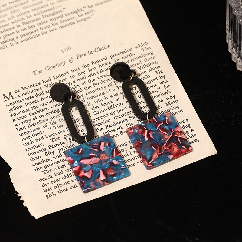 Eropa dan Amerika gaya anting-anting geometris segiempat gaya etnik anting-anting perempuan selulosa