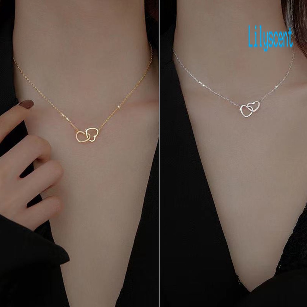 Kalung Wanita Adjustable Bentuk Hati Model Hollow Out Gaya Korea Untuk Pesta Pernikahan