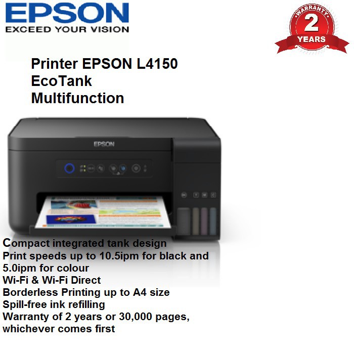 EPSON PRINTER L 4150 ECO TANK PRINT, SCAN, COPY, WIFI / EPSON L4150