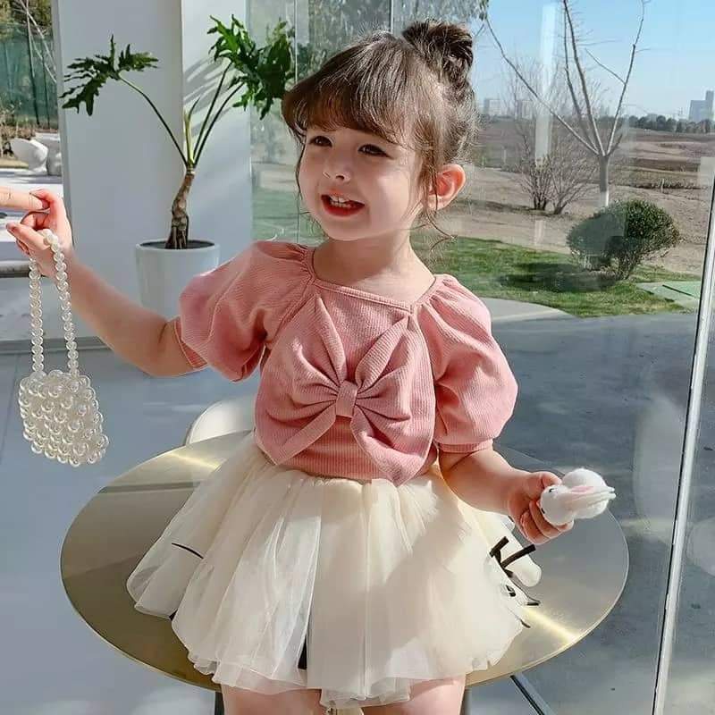 Setelan Anak Perempuan Big Ribbon Tutu