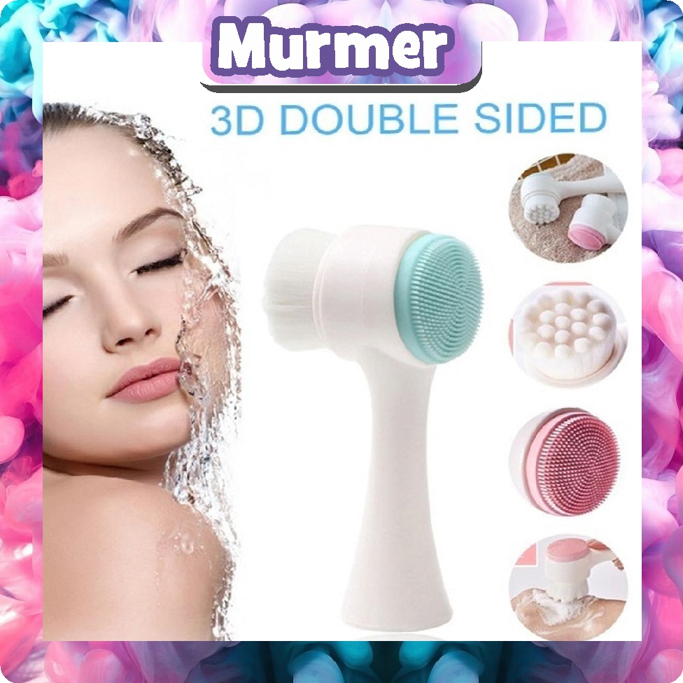 Murmerofficial R410  Silikon Brush Pembersih Muka 3D Sikat Pijat 2 Sisi Alat Cuci Muka H15