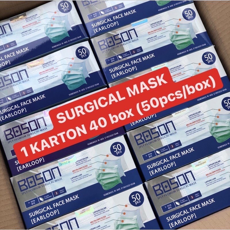 BOSSON SURGICAL MASK MASKER 1 KARTON 40BOX (50PCS/BOX)