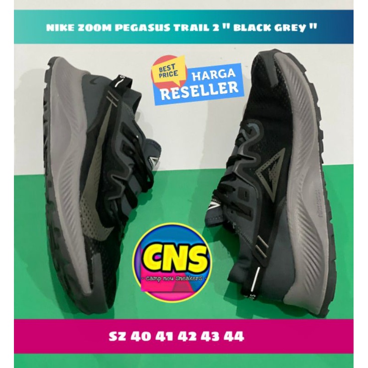 NIKE ZOOM PEGASUS TRAIL BLACK GREY - SEPATU RUNNING PRIA - SEPATU OLAHRAGA PRIA - SEPATU GUNUNG PRIA