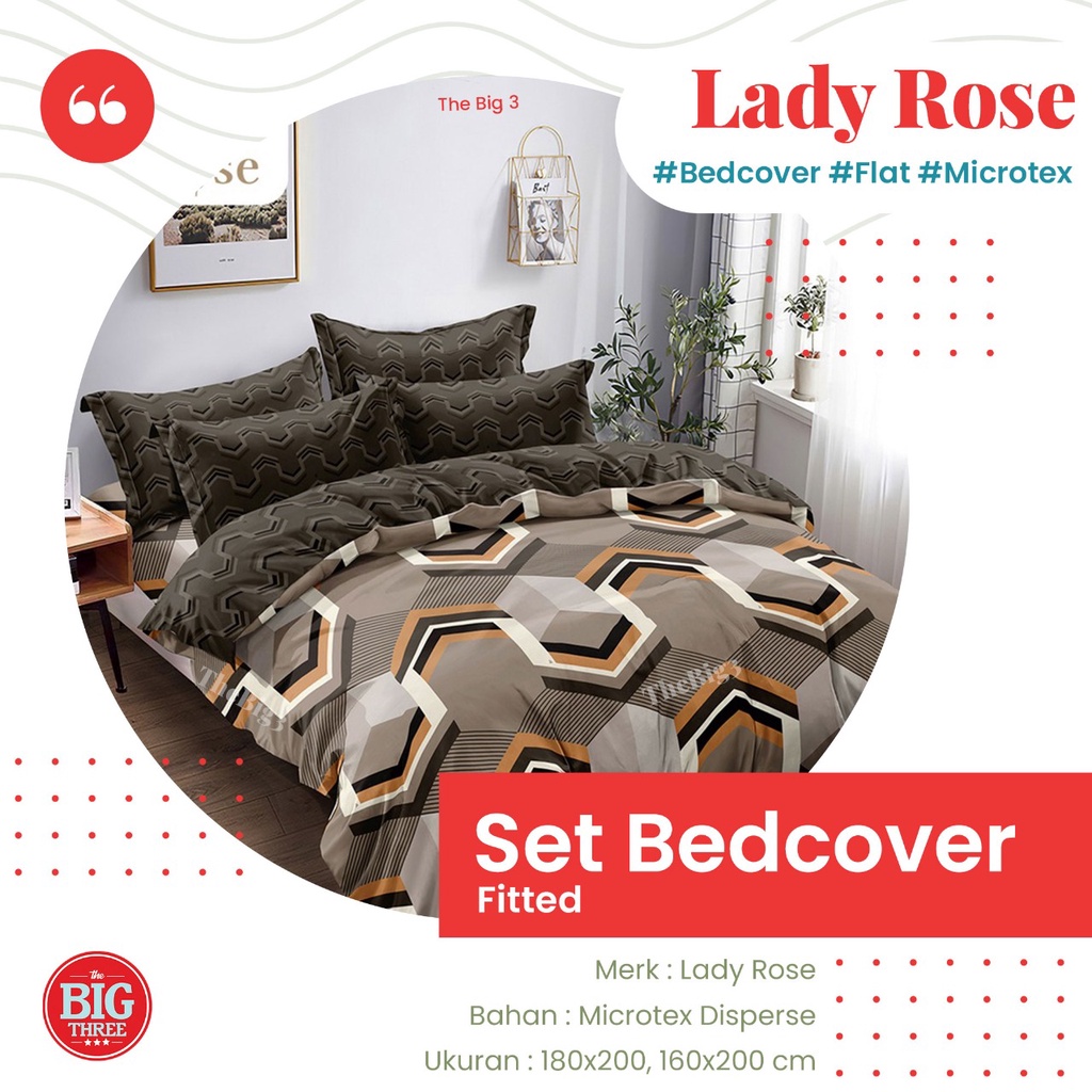 Bedcover + Sprei LADY ROSE 180x200 Kala Dalila Crimpson Charcoal Blasco Ersa Hera Liandra Gavin Carmine Crimpson Ladyrose 180 160 BC FLAT TBT