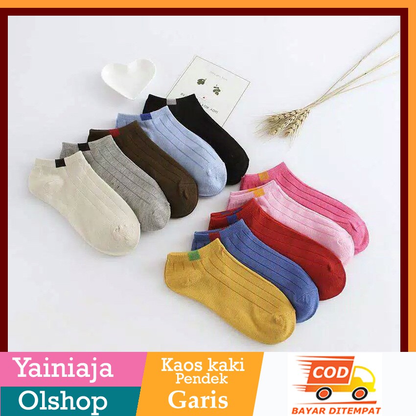 Kaos Kaki Pendek Garis model korea fashion unisex