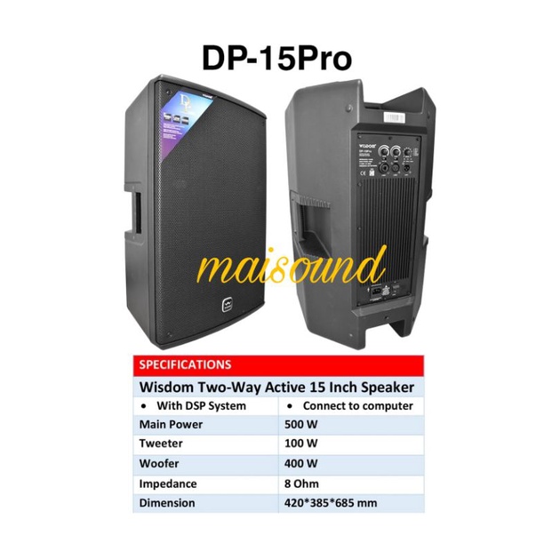 SPEAKER AKTIF WISDOM DP15 PRO 15 INCH SEPASANG WISDOM DP15PRO ORIGINAL