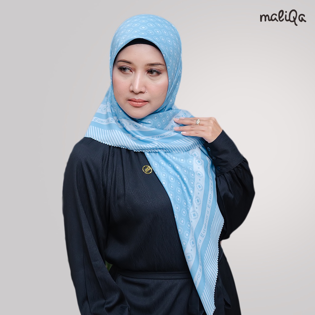 Maliqa Hijab Segi Empat Printing Motif Arisha Sky Blue