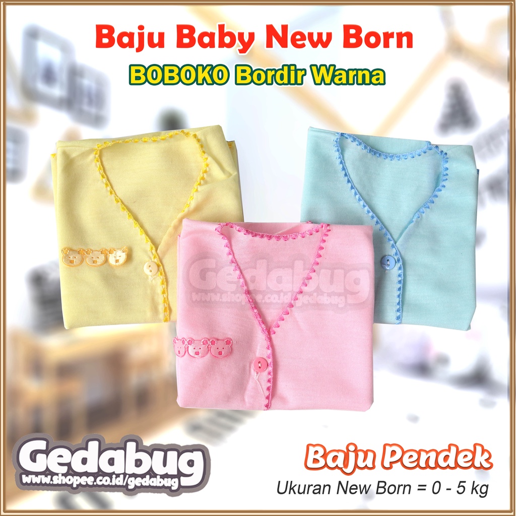 6 Pcs - Baju BOBOKO Bordir Warna PENDEK | Pakaian Bayi Murah | Size New Born