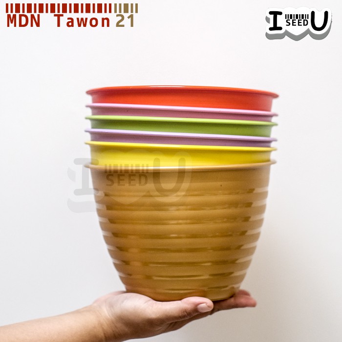 Pot Bunga Warna-Warni 21cm Motif Tawon (MDN)