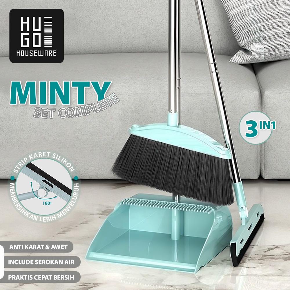 HUGO Broom Set Dustpan Set Sapu Pengki Alat Pembersih Praktis Minty