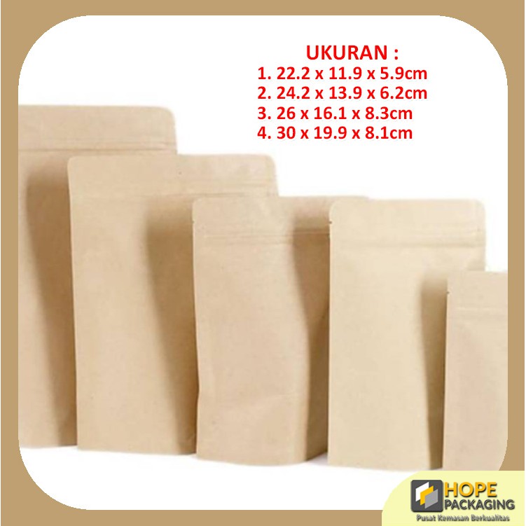 [5 Pcs] Standing Pouch Coklat Spesial  Kraf Paper Ziplock Delkochoice Kemasan Snack Plastik / pouch kopi / kantong wadah biji bijian