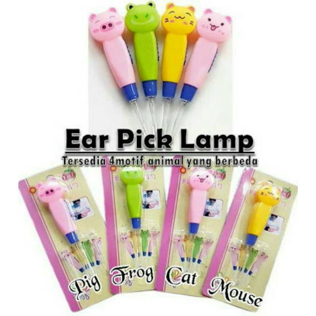 EARPICK FLASH LIGHT ANIMAL KOREK KUPING MOTIF KARTUN