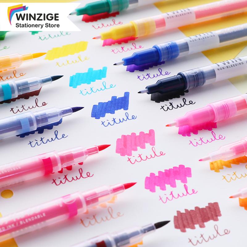 

Brush Pens Double Side Marker Graphic Art Watercolor Painting Highlighter 24Colors