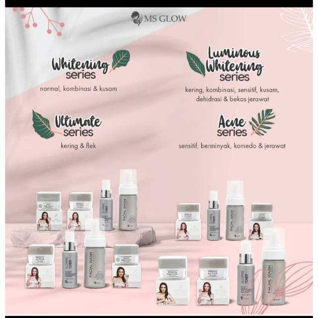 Skincare Ms Glow original , 300 k per paket isi krim siang krim malam toner dan facial wash