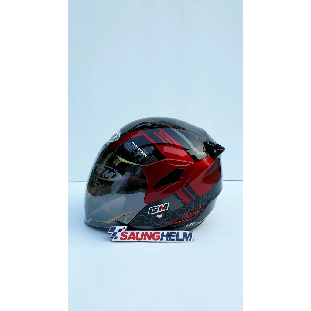 HELM GM FIGHTER MOTIF 911 ROYAL RED SILVER Limited