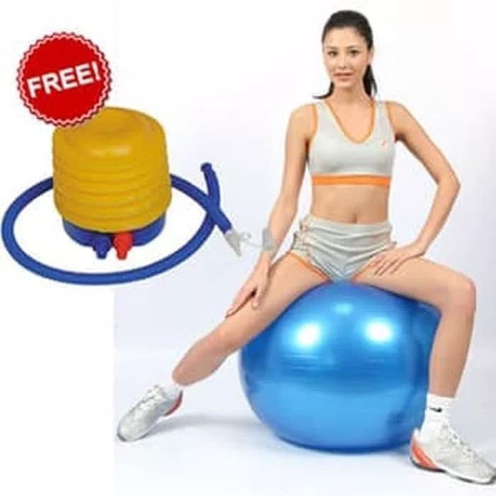 ORIGINAL PRODUK - BOLA / BALON YOGA SENAM FITNESS BESAR / BIG GYM BALL KUAT+ BONUS POMPA - Ungu