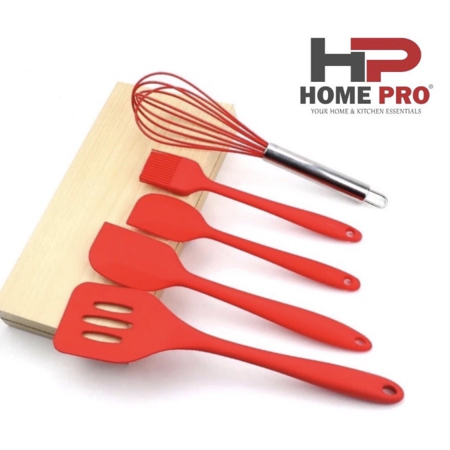 [BISA COD] Home Pro 5 Pcs Sutil Spatula Silicone Sodet Silikon Alat Masak Set Berkualitas