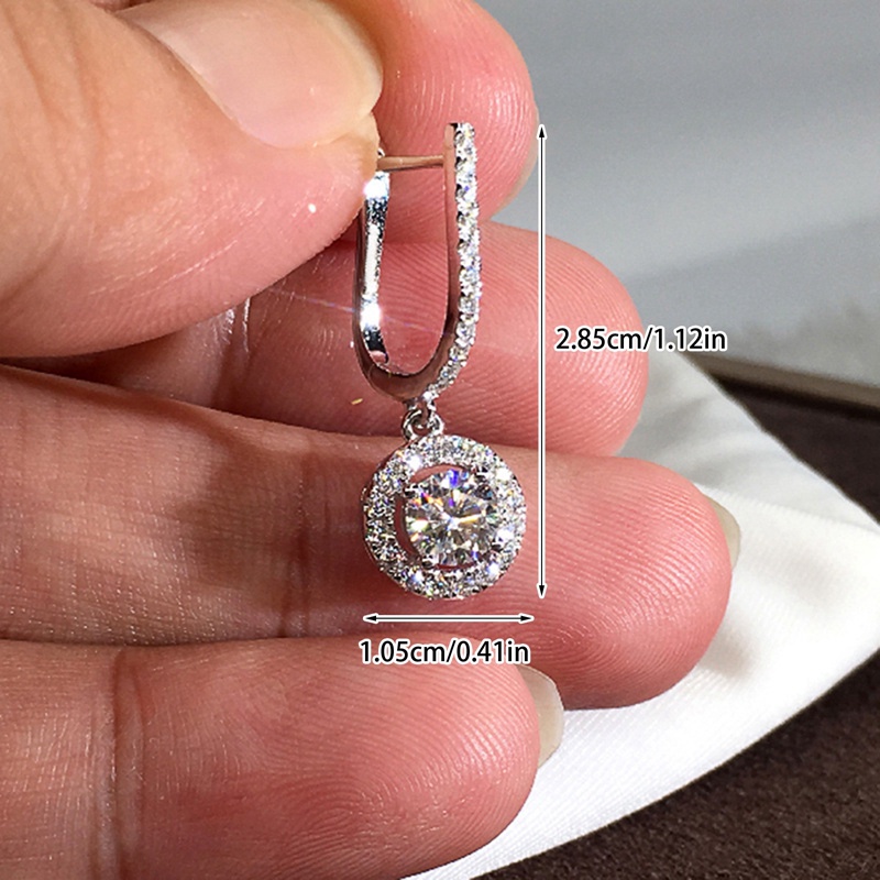 Anting Hoop Bentuk U Hias Kubik Zirkonia Gaya Elegan Untuk Wanita