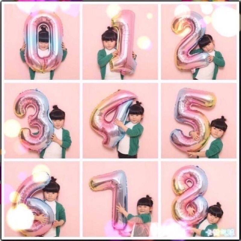 BALON FOIL ANGKA JUMBO 80 CM RAINBOW