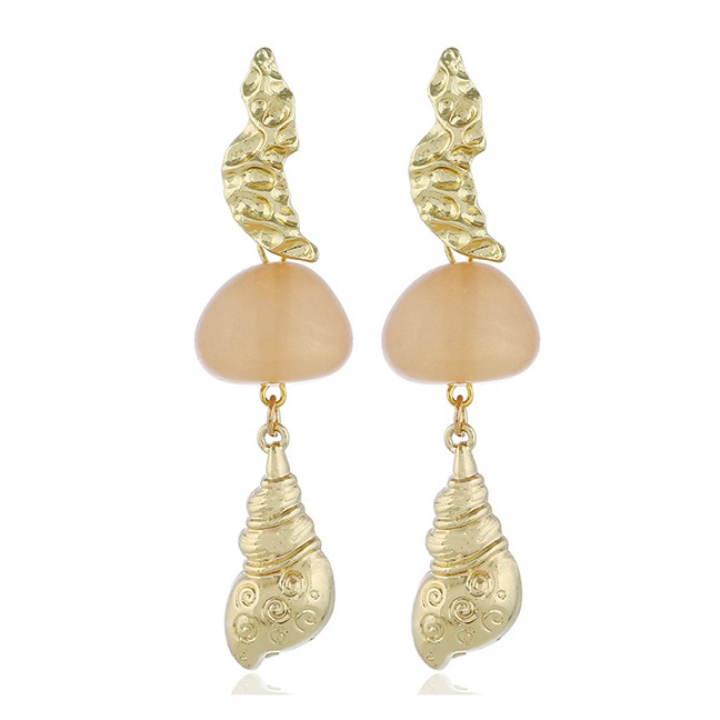 LRC Anting Tusuk Fashion Gold Alloy Earrings F67204
