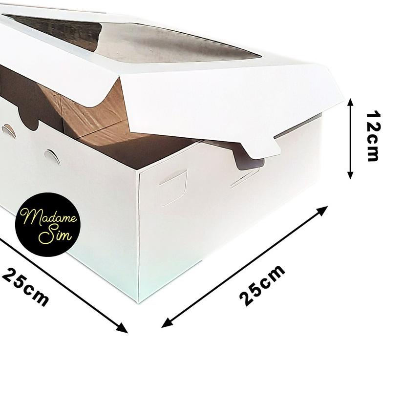 

KOTAK KUE - CAKE BOX 25 x 25 x 12 CM - DUPLEX PUTIH ( ISI 10 PCS )