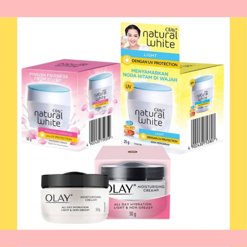 [TANPA BOX] OLAY NATURAL WHITE PINKISH LIGHT MOISTURIZING CREAM 50G - OLAY NATURAL WHITE SERIES 50G