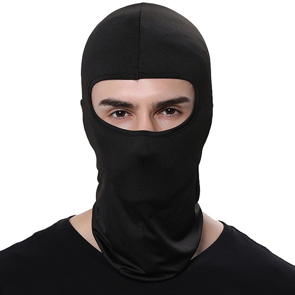 Balaclava Ninja Full Face Masker Buff Spandex Hitam Polos Masker Motor