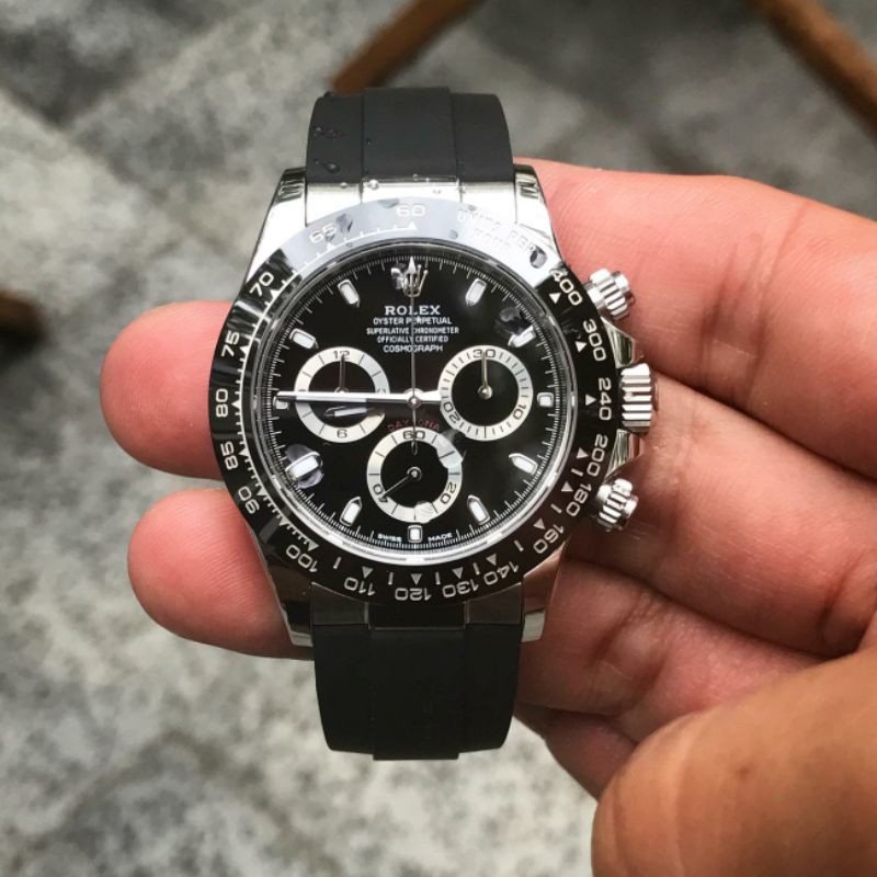 Jam Tangan Pria Rolex Daytona Cosmograph Rubber Swiss Eta 1:1 Original