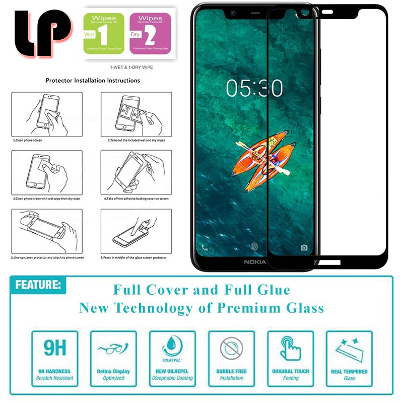 Anti Gores Nokia - LP Full Glue Tempered Glass Nokia 5.1 Plus