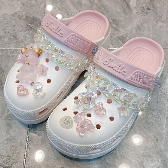 [Tanpa sepatu] Aksesoris sepatu Crocs Jibitz Woman New Pink Cute Charm DIY Button [tidak termasuk sepatu]