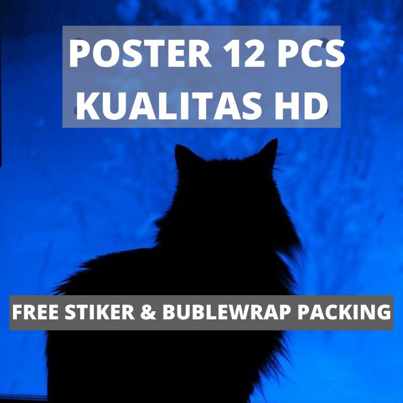 12 Pcs Poster A5 tema dark blue / poster dinding tema biru